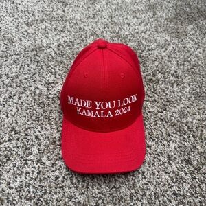 Red Embroidered Cap Made You Look KAMALA 2024 NWOT